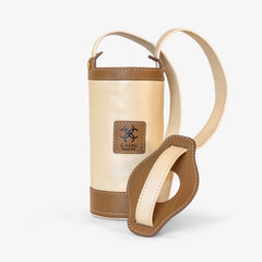 Casali Toscana Single full-grain leather wine carrier in warm cream tones with elegant stitching