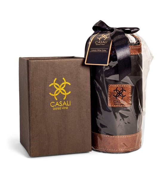 Casali padded leather wine carrier interior