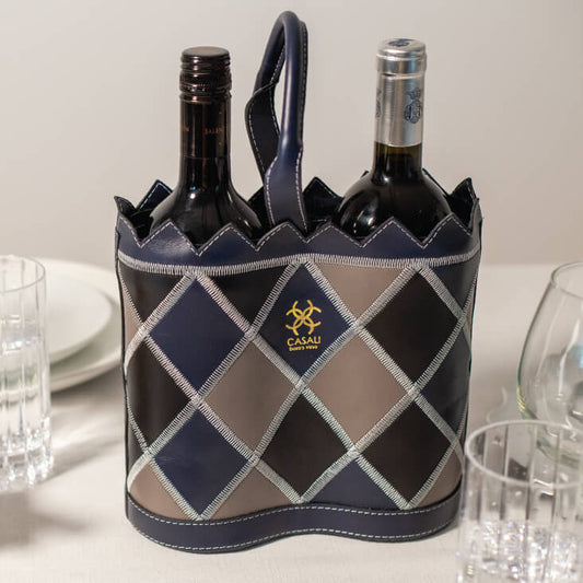Casali Napa Duo two-bottle leather wine tote styled in an elegant lifestyle scene