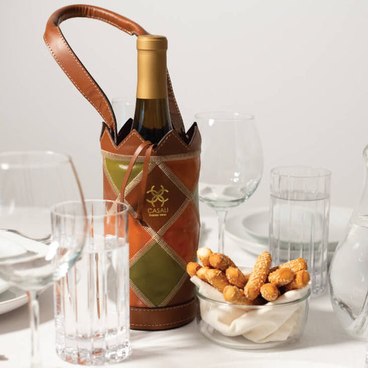 Casali Sonoma leather wine tote lifestyle image