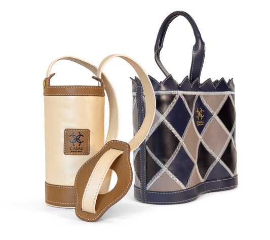 Casali single and duo leather wine totes side by side